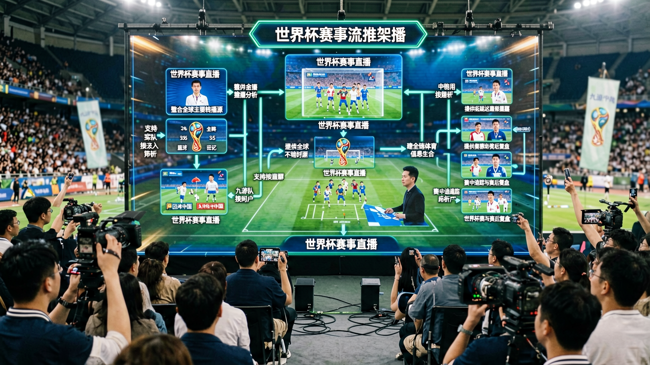 世界杯赛事直播多路推流架构示意图